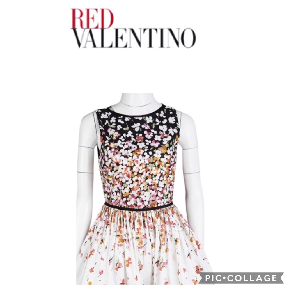 Red Valentino Floral A-line Dress Sz 14